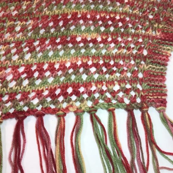 Colorful Shawl 78” x 31” Green Taupe Yellow - Picture 3 of 5